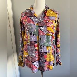 Vintage Italian Printed Blouse - Multicolor, Size M
